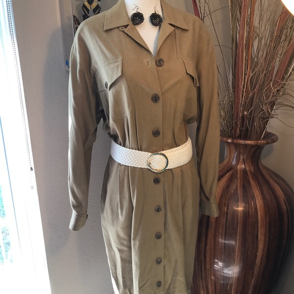 Vintage Silk David Brooks Shirt Dress Pockets 8 - Picture 6 of 8